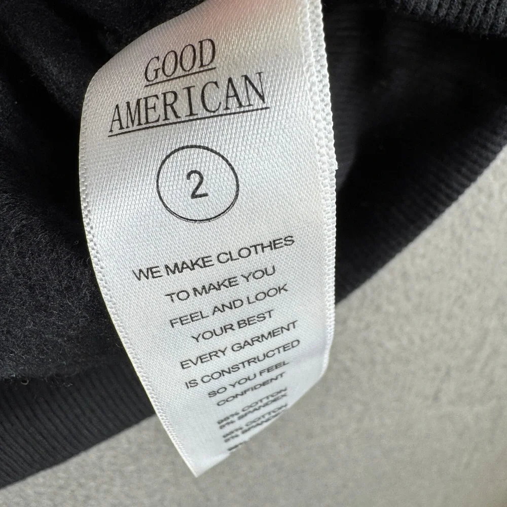 Good American Cropped Sweater Women 2 Black Rivets Grommet‎ Goth Punk Grunge Y2K